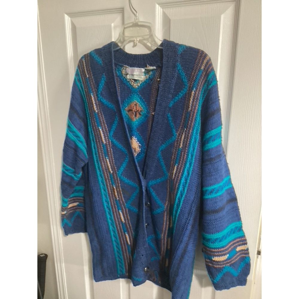 womens segrets sun print vintage 90's button down cardigen sweatersz Med